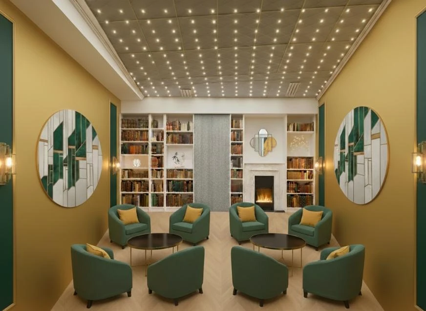 Vue perspective d'un intérieur rénové