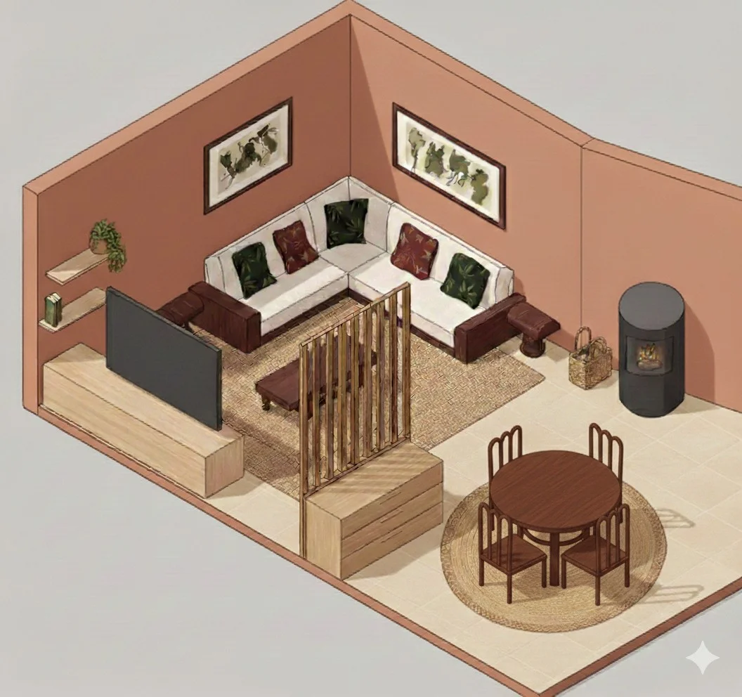 Isométrie salon en couleur - Vue 2