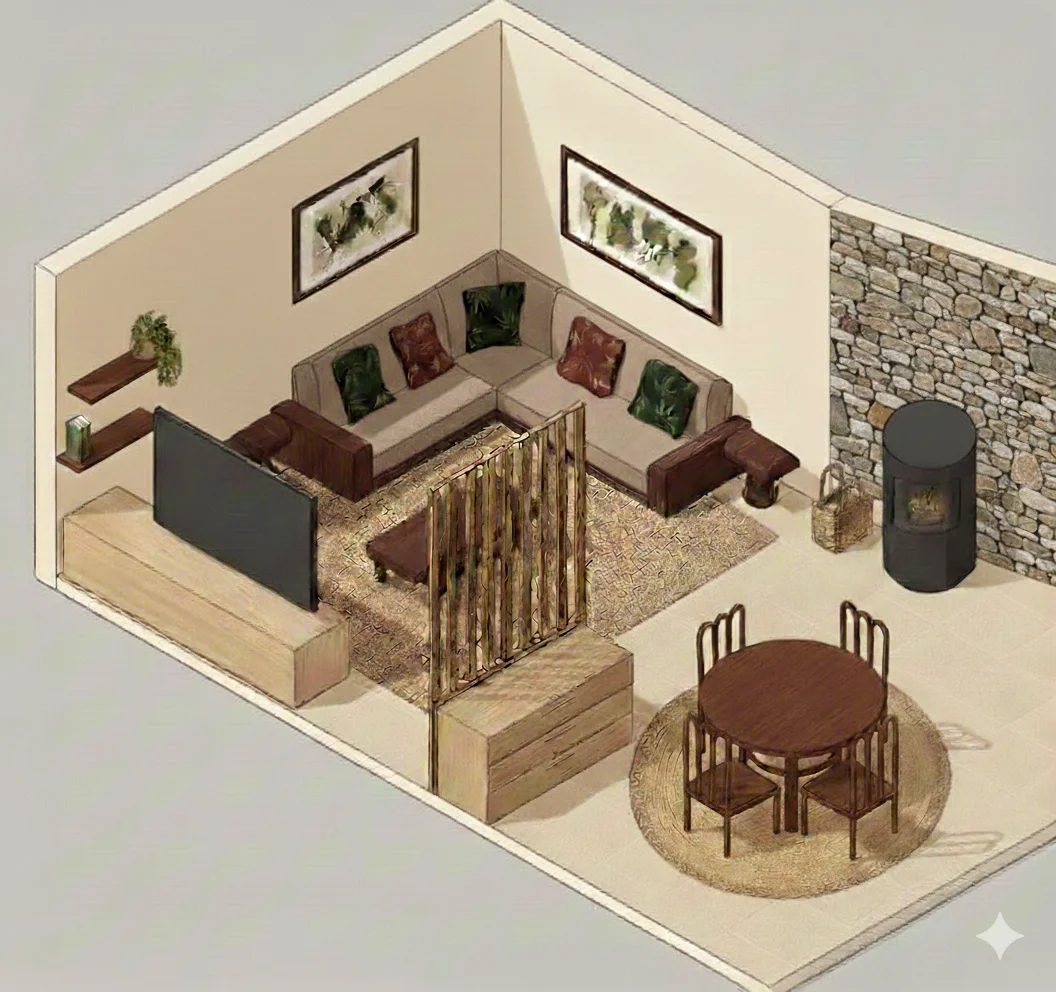 Isométrie salon en couleur - Vue 4