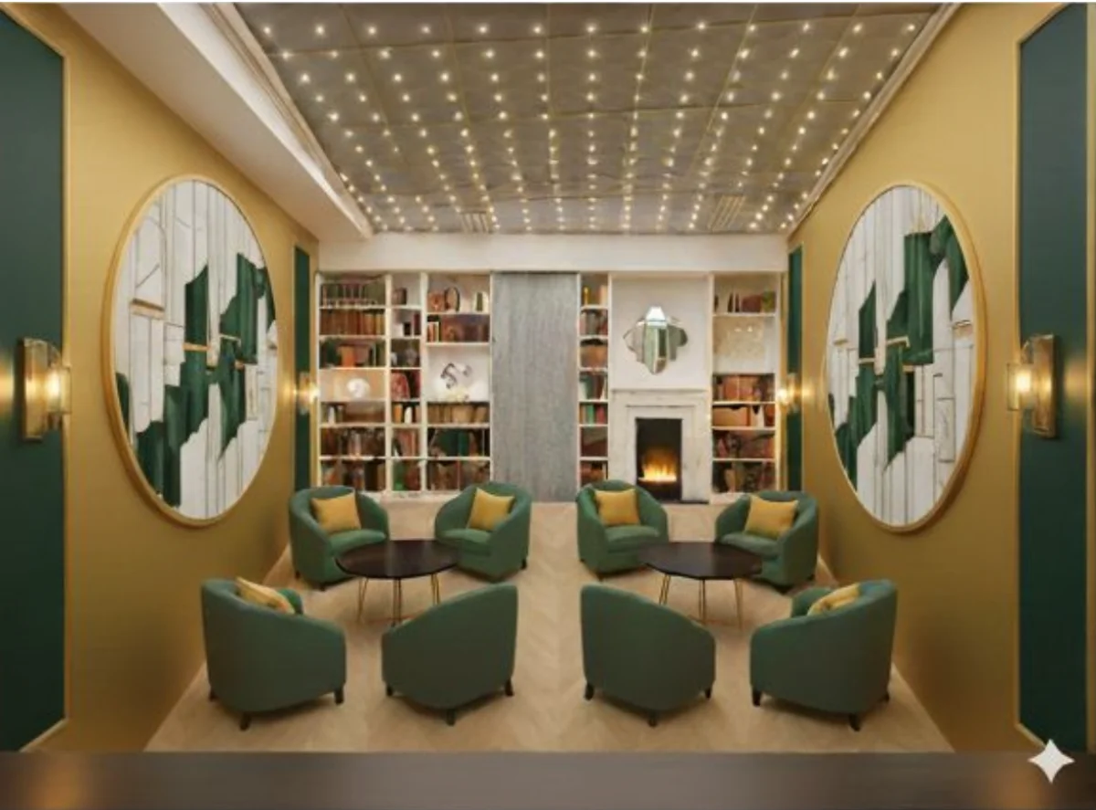 Vue perspective d'un intérieur rénové